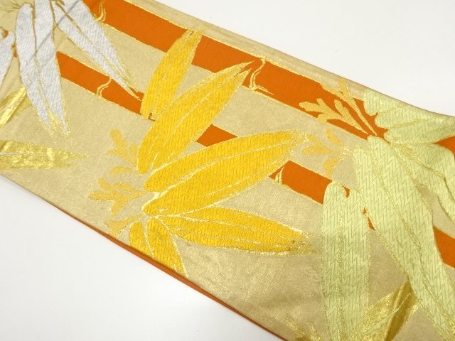 JAPANESE KIMONO / ANTIQUE FUKURO OBI / SILK / WOVEN BAMBOO GRASS